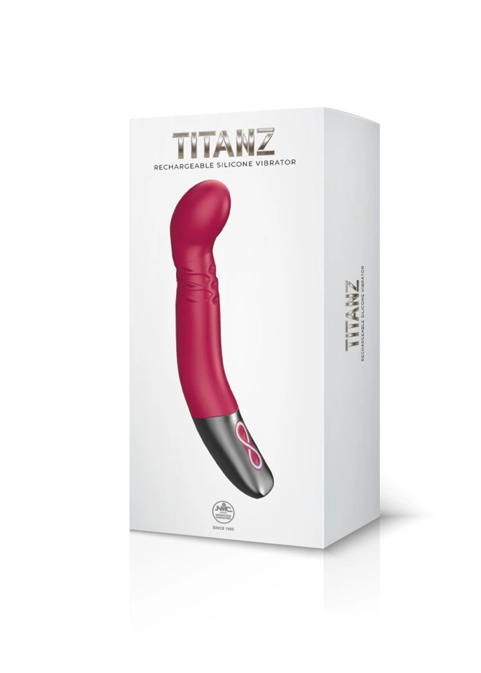 TITANZ 8" SILICONE RECHARGEABLE VIBRATOR IN PINK