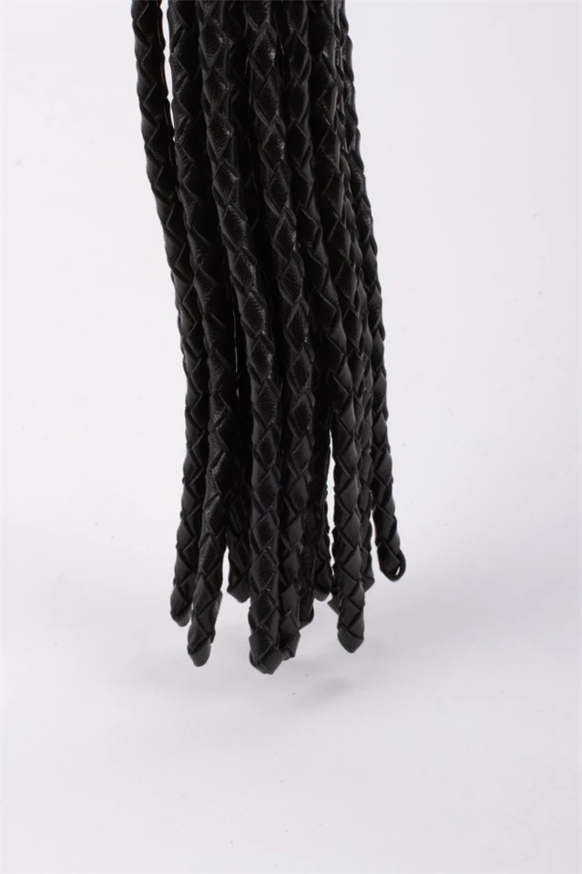 Kid Handle Kid Leather Braided Tails Black