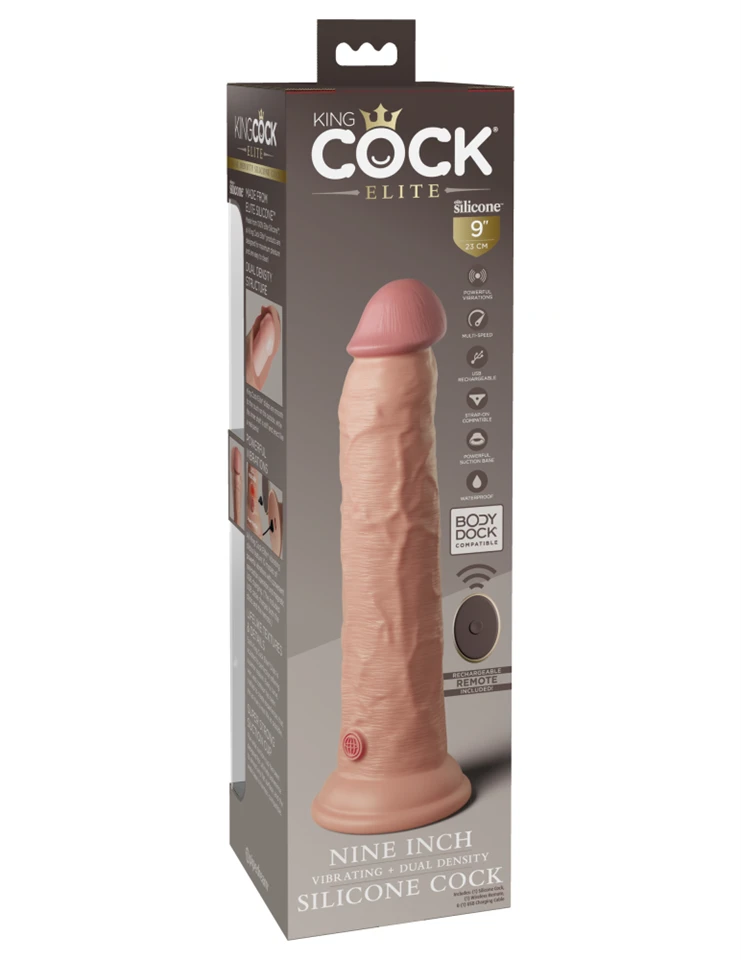 9" Dual Density Vibrating Silicone Cock with Remote  Light