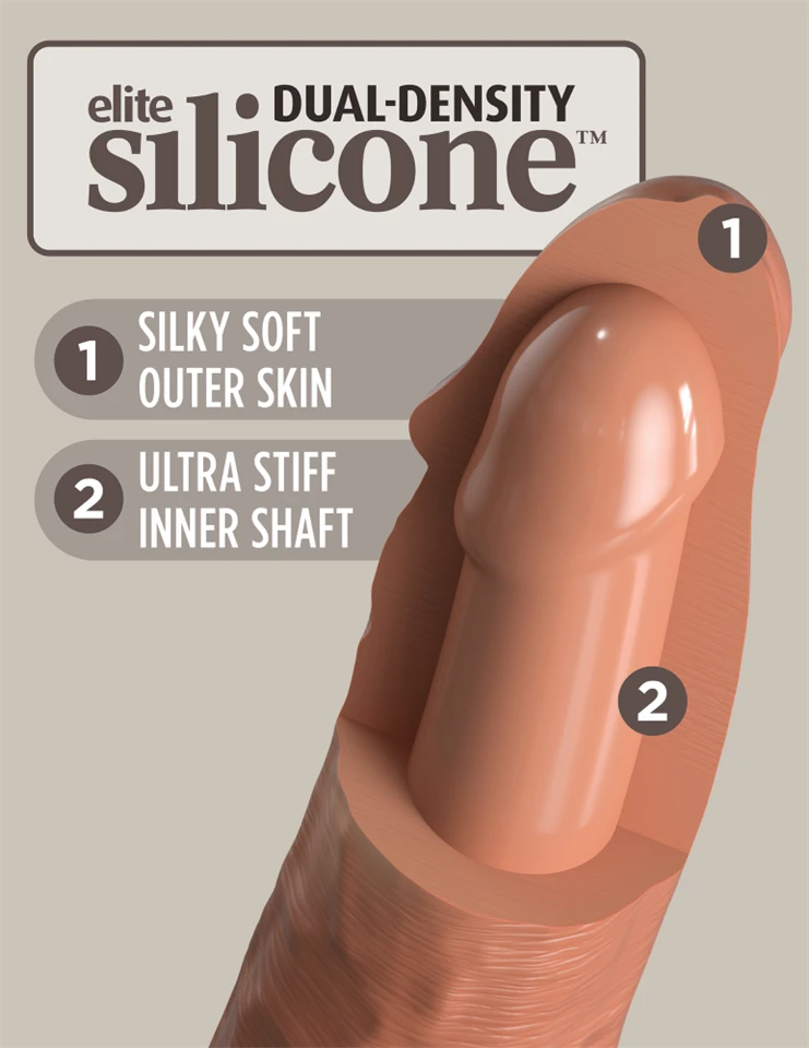 8" Dual Density Vibrating Silicone Cock  Tan