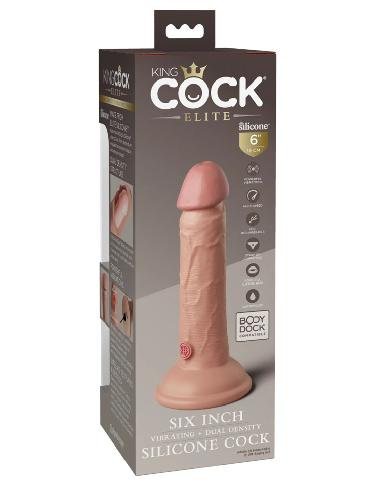 6" Dual Density Vibrating Silicone Cock  Light