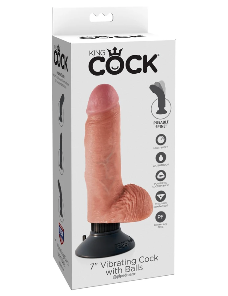 7" Vibrating Cock with Balls  Light