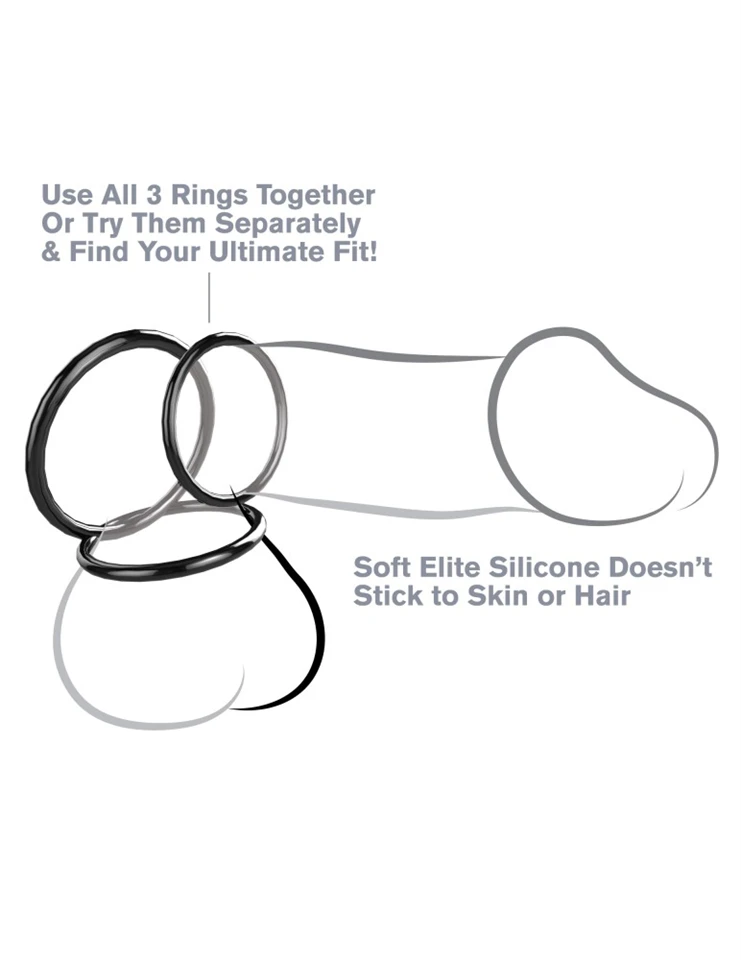 Silicone 3-Ring Stamina Set Black