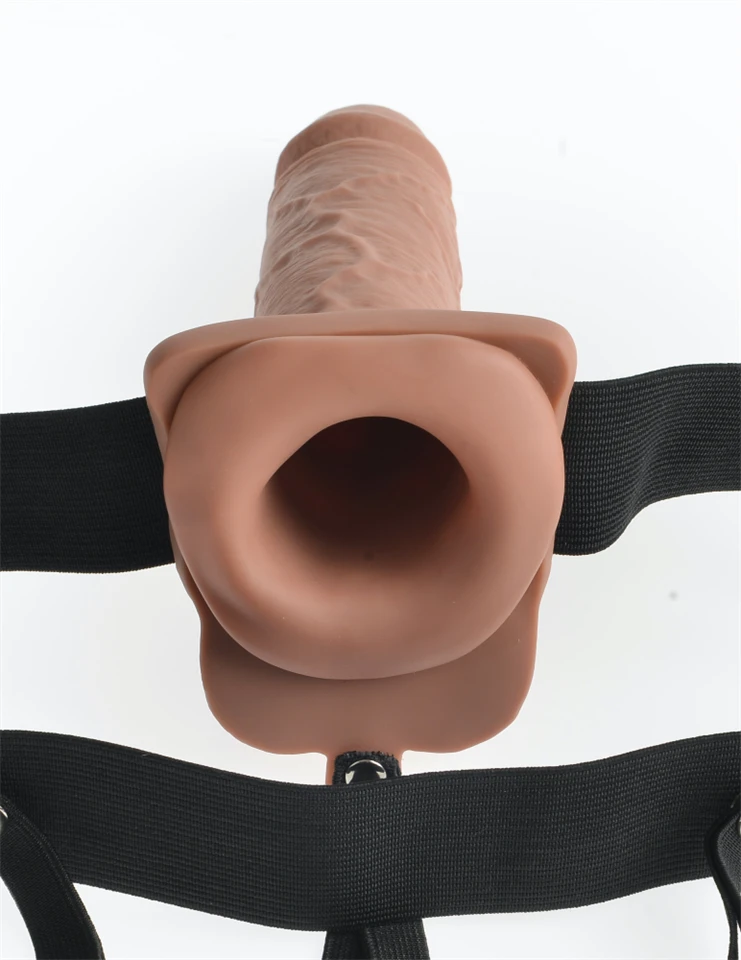 7" Hollow Strap-On with Remote  Tan/ Black