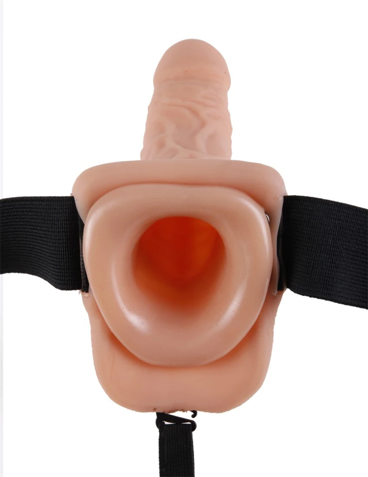 7" Hollow Strap-On with Balls  Light/Black