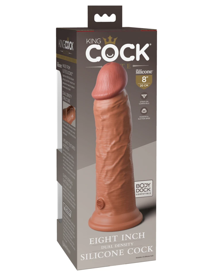 8" Dual Density Silicone Cock  Tan