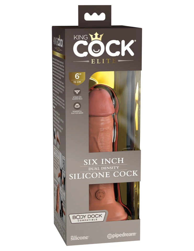 6" Dual Density Silicone Cock  Tan