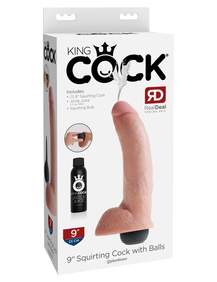 9" Squirting Cock with Balls Light