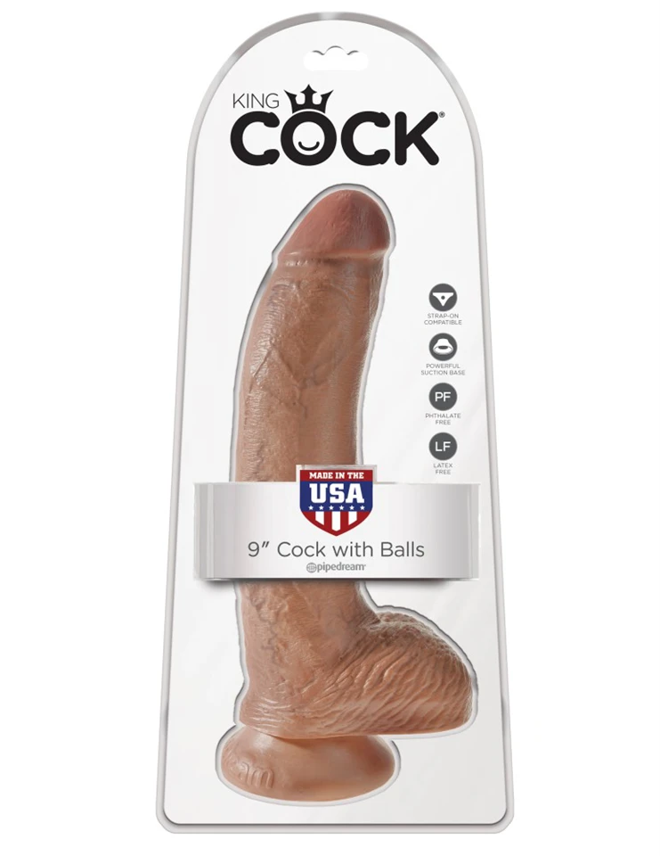 9" Cock with Balls  Tan