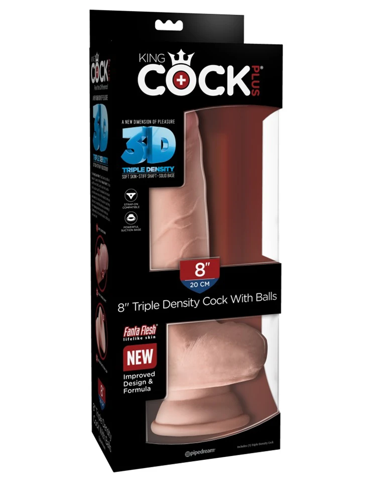 8" Triple Density Fat Cock with Balls Light