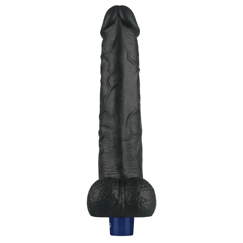 10.5" REAL SOFTEE Rechargeable Vibrating Dildo(Black)