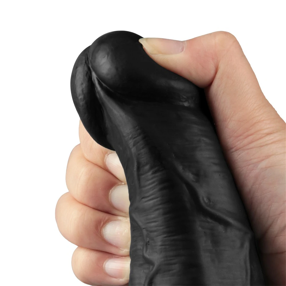 10.5" REAL SOFTEE Rechargeable Vibrating Dildo(Black)