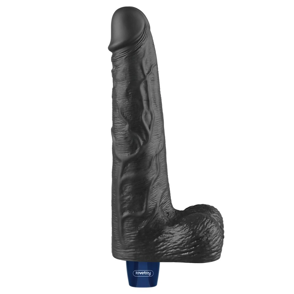 10" REAL SOFTEE Rechargeable Vibrating Dildo(Black)