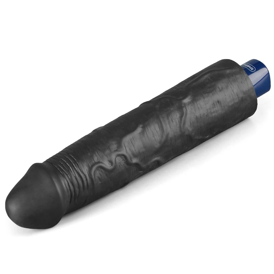 9.5" REAL SOFTEE Rechargeable Vibrating Dildo(Black)