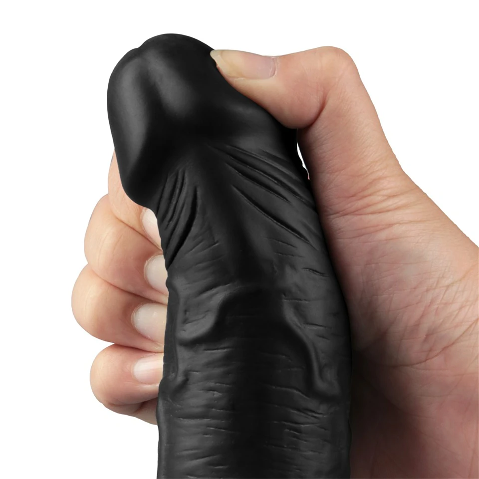 9.5" REAL SOFTEE Rechargeable Vibrating Dildo(Black)