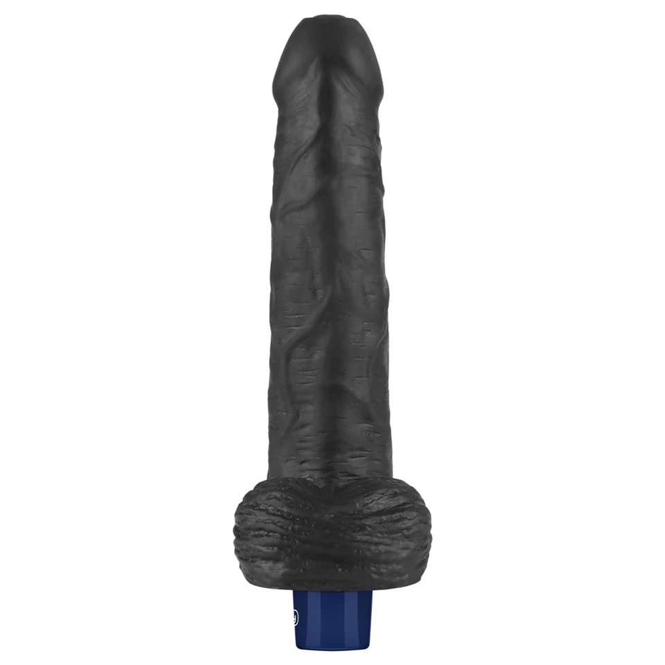 9" REAL SOFTEE Rechargeable Vibrating Dildo(Black)