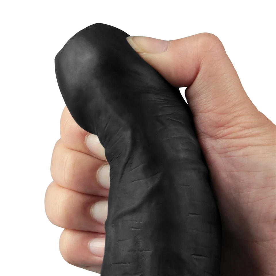 9" REAL SOFTEE Rechargeable Vibrating Dildo(Black)