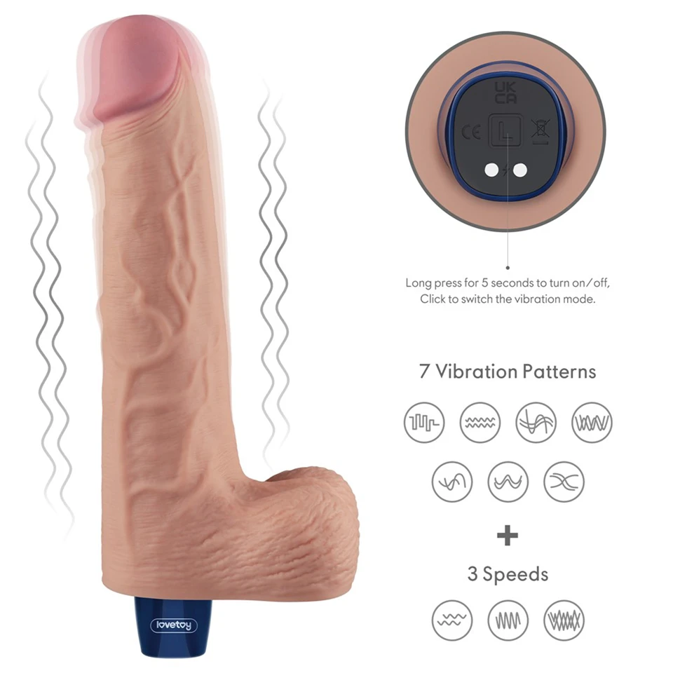 10" REAL SOFTEE Rechargeable Vibrating Dildo(Flesh)