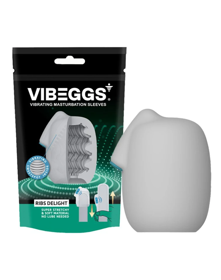 VIBEGGS - Ribs Delight - Vibrating Masturbation Sleeve - White