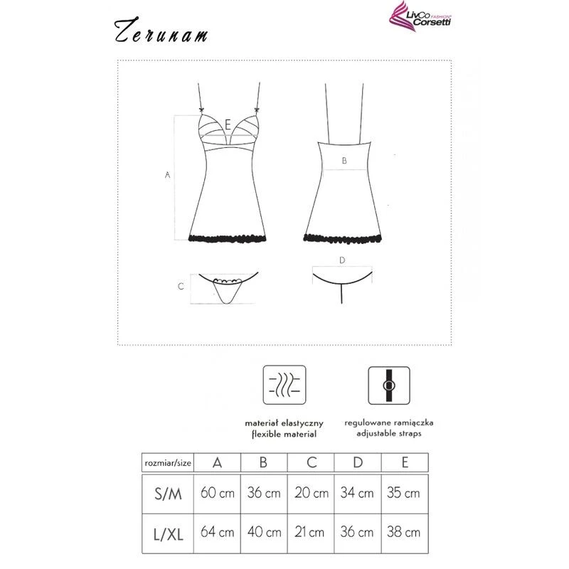 LIVCO CORSETTI FASHION - ZERUNAM SZETT BABYDOLL + FEKETE TANGA