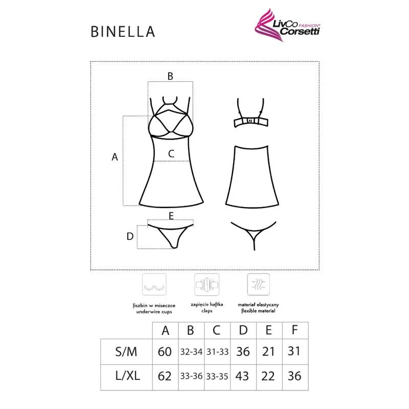 LIVCO CORSETTI FASHION - BINELLA SZETT BABYDOLL + TANGA FEKETE