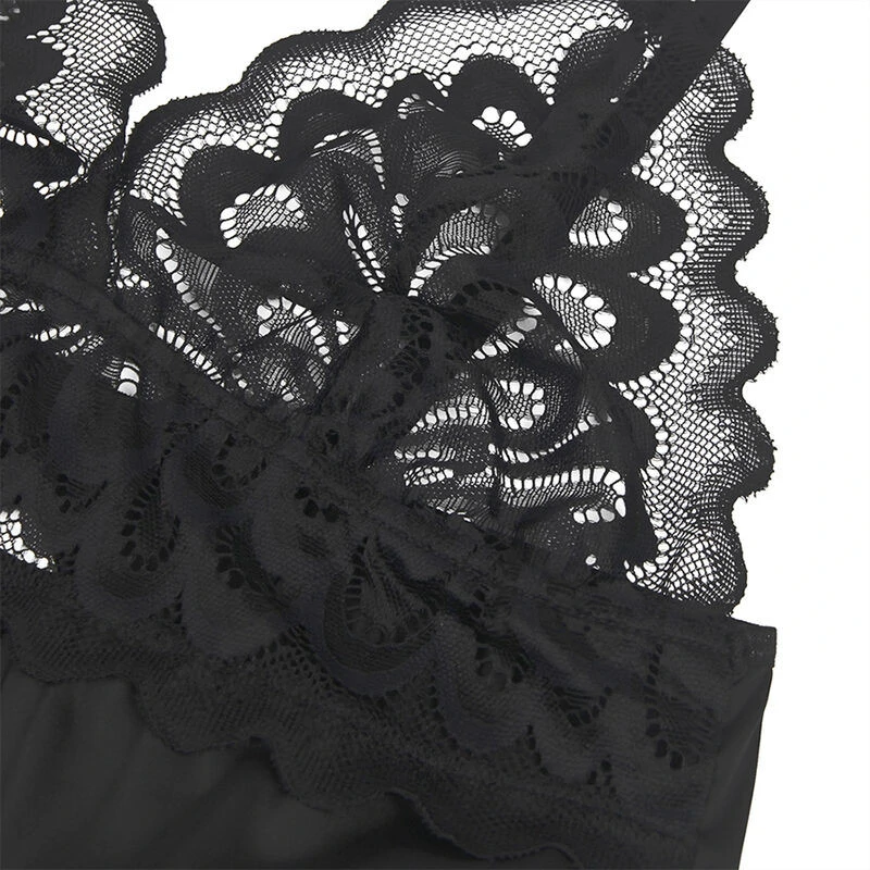 SUBBLIME - virágmintás csipke babydoll fekete L/XL
