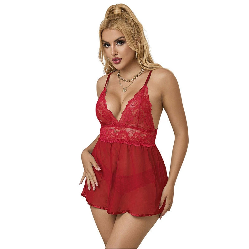 SUBBLIME - 953843 NYITOTT HÁTÚ BABYDOLL PIROS L/XL