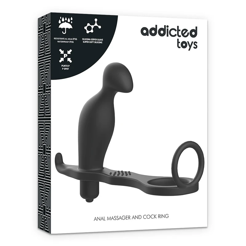 ADDICTED TOYS ANÁLIS DUGÓ FEKETE SZILIKON GYŰRŰVEL 12 CM