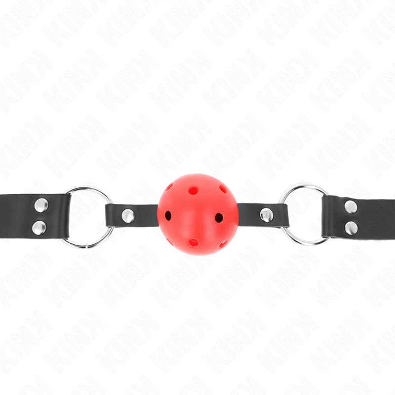 KINK - BREATHABLE BALL 4 CM GAG KETTŐS RIVET VÖRÖS 62,5 x 2,5 CM ÁLLÍTHATÓ 42-58 CM