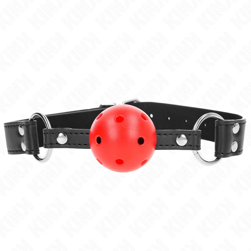 KINK - BREATHABLE BALL 4 CM GAG KETTŐS RIVET BŐR 62,5 x 2,5 CM állítható 42-58 CM