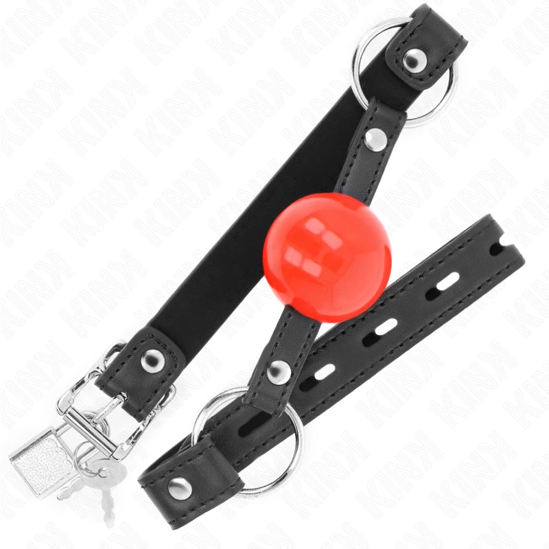 KINK - BALL 4 CM GAG LOCK VÖRÖS BALL FEKETE STRAP 60 x 2 CM