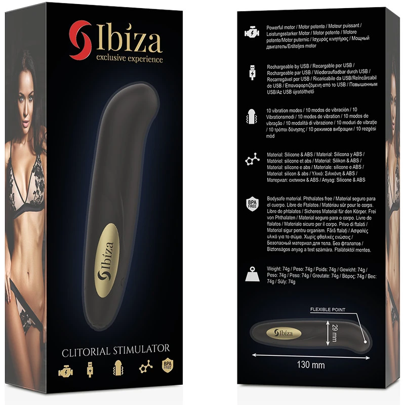 IBIZA - CSIKLÓIZGATÓ USB TÖLTŐ 10 REZGÉSI MÓD ARANY 13 X 2,9