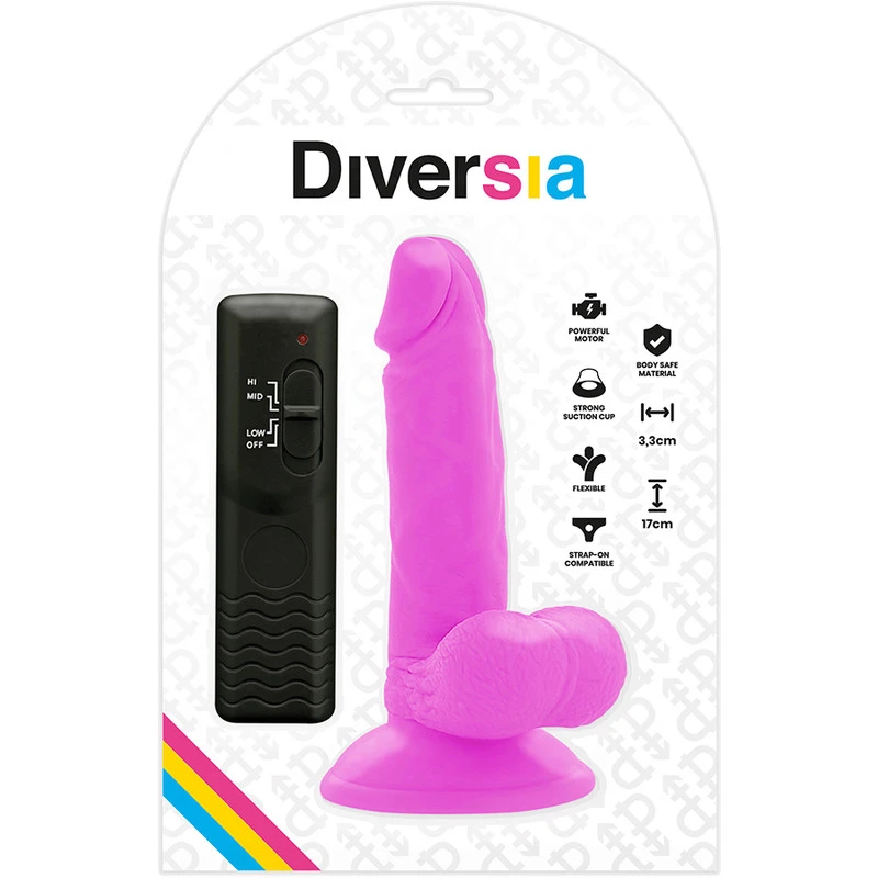 DIVERSIA - RUGALMAS VIBRÁLÓ DILDÓ 17 CM - LILA