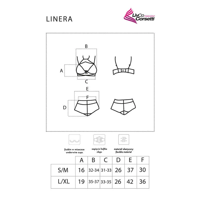 LIVCO CORSETTI SETS - LINERA FOR THE SENSES KOLLEKCIÓ MELLTARTÓ + BUGYI FEKETE