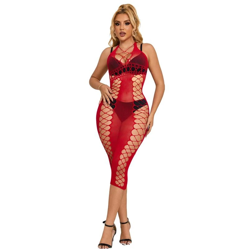 SUBBLIME - 952327 HOSSZÚ PIROS HÁLÓS RUHA EGY MÉRETBEN