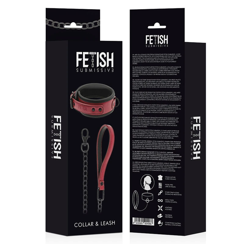 FETISH SUBMISSIVE DARK ROOM - NEOPRÉN BÉLÉS LÁNC NYAKLÁNC