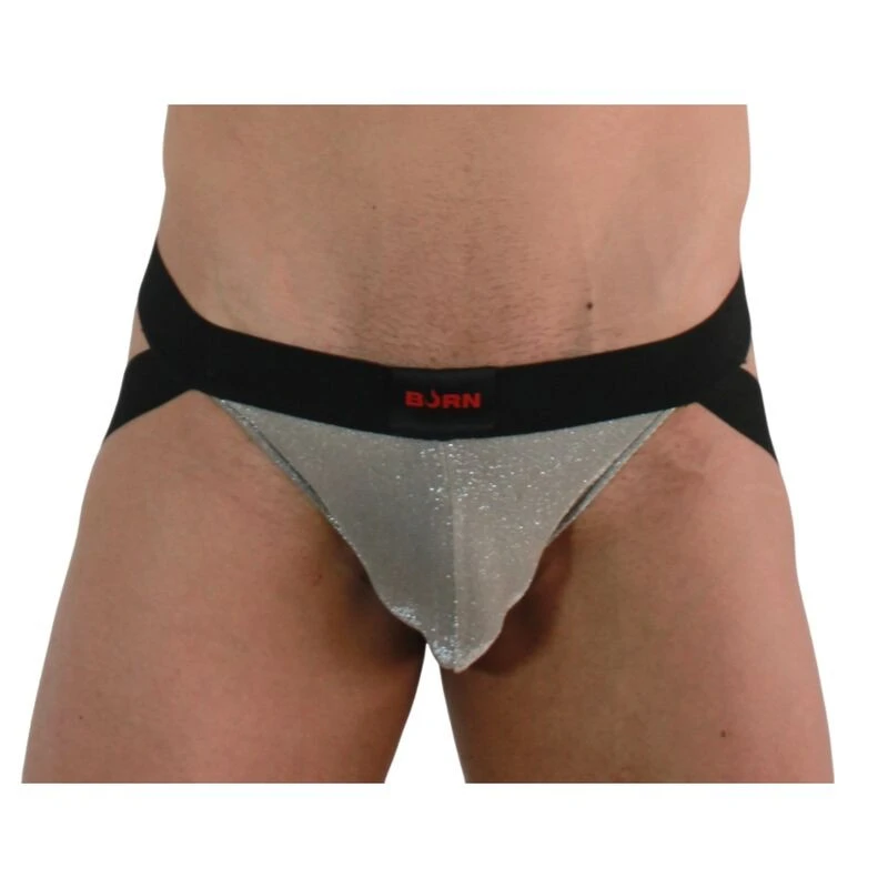 BURN - prémium fényes jockshort bézs/fekete színben