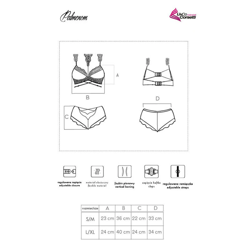 LIVCO CORSETTI SETS - PALMENOM LC 90614 MELLTARTÓ + BUGYI FEKETE