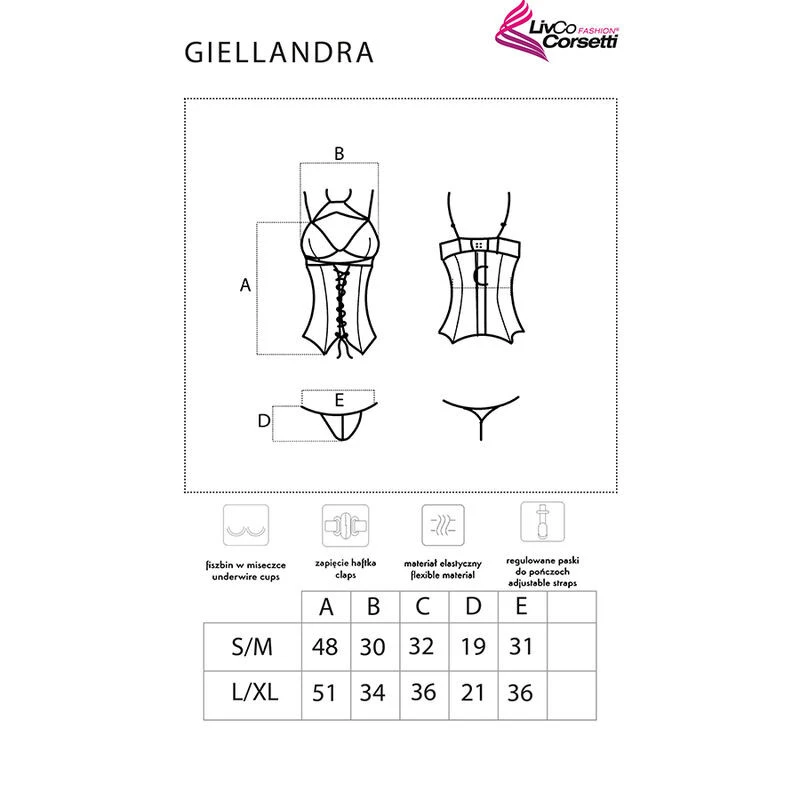 LIVCO CORSETTI SETS - GIELLANDRA FOR THE SENSES KOLLEKCIÓ FŰZŐ + BUGYI FEKETE L/XL