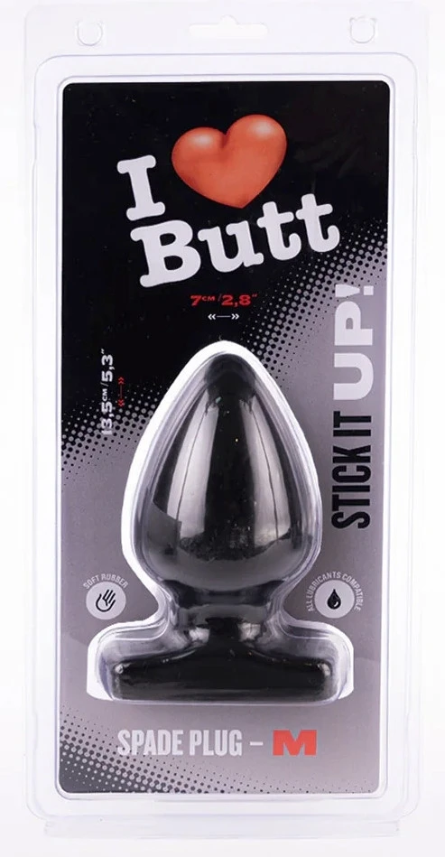 Plug Spade M I Love Butt 11 x 6.7 cm Fekete