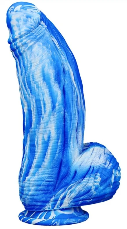 Silicone Dildo - Telt Kék-Fehér Pénisz 18 x 6.5cm - Prémium Intim Élvezet