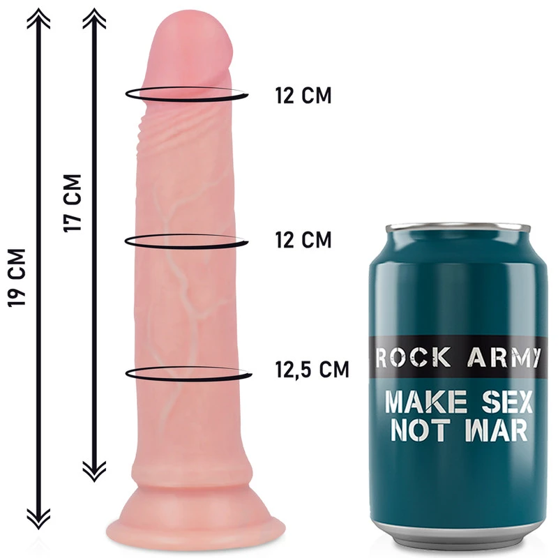 ROCKARMY - HÁM + FOLYÉKONY SZILIKON DILDÓ PRÉMIUM BOSSZÚÁLLÓ 19CM