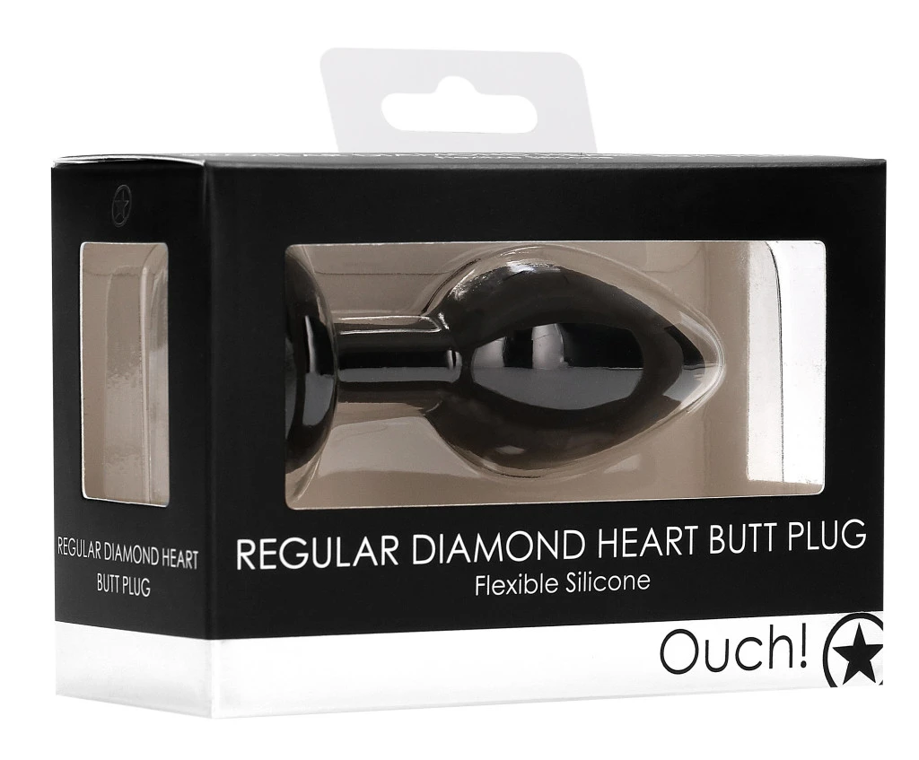 Diamond Heart Butt Plug - normál - fekete