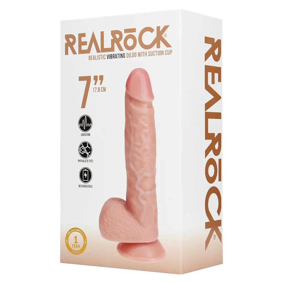 REALROCK - tapadókorongos vibrátor - natúr (18cm)