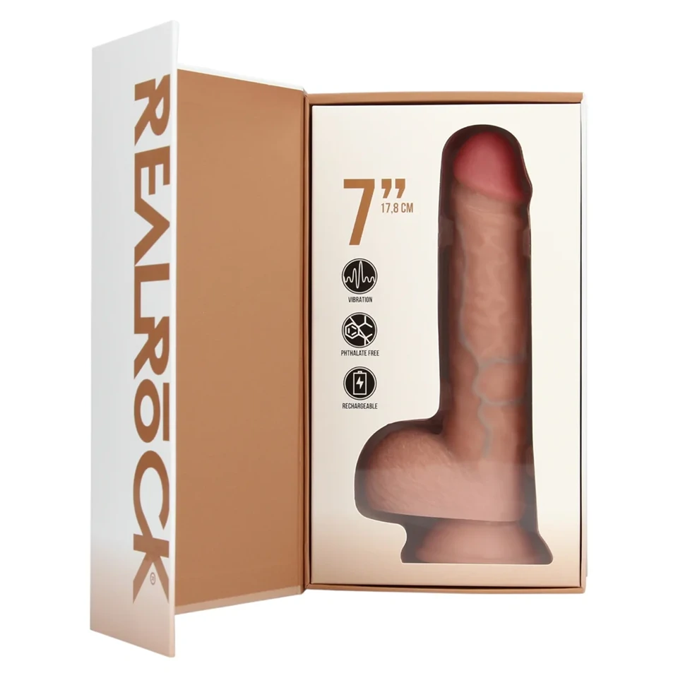 REALROCK - tapadókorongos vibrátor - natúr (18cm)