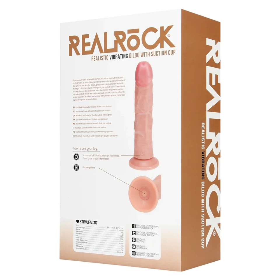 REALROCK - tapadókorongos vibrátor - natúr (20,5cm)