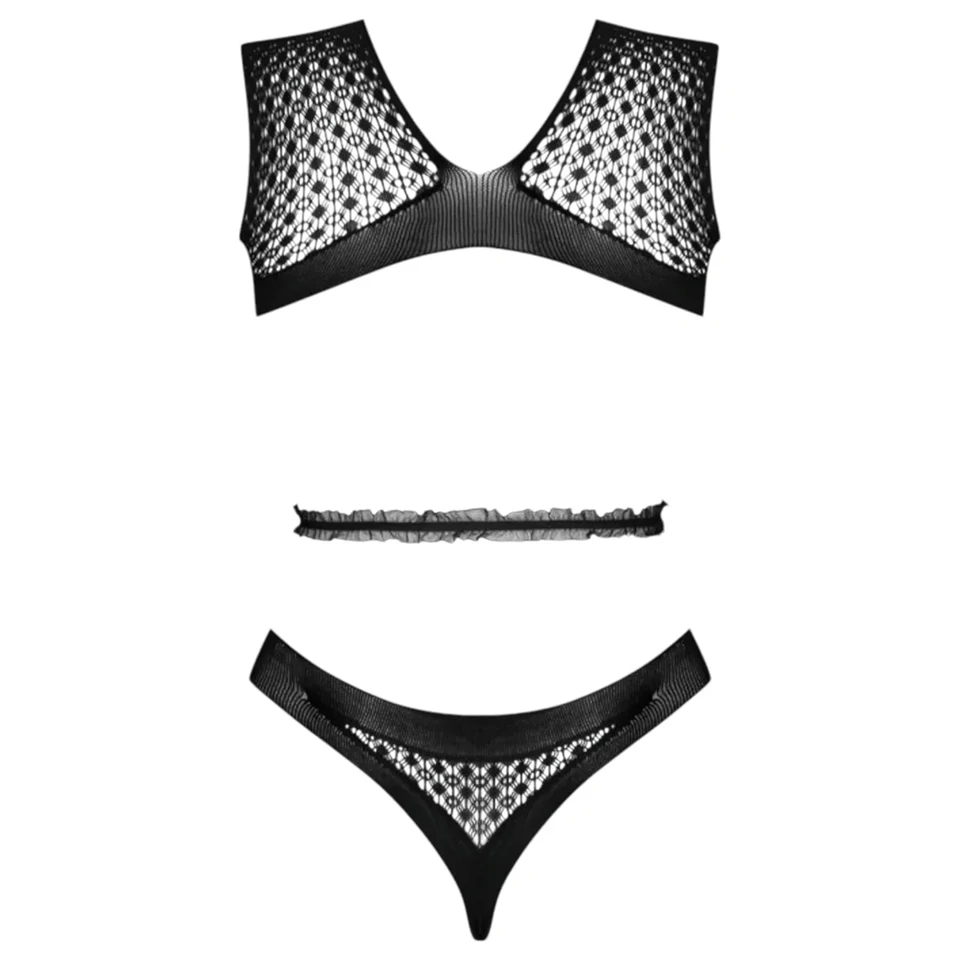 Livco Michikol - nyitott hátú necc body - (fekete) - S-L