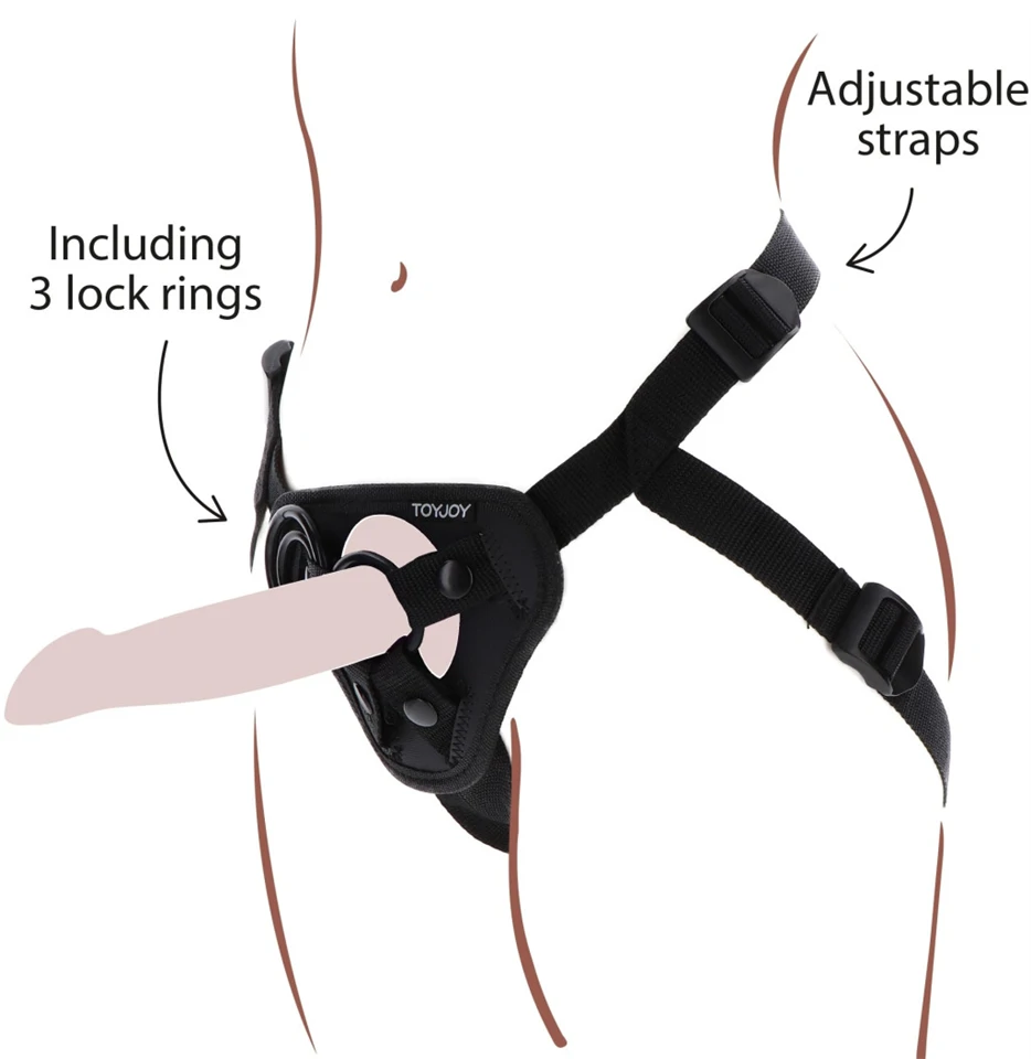 Strap-On Get Real Dildo övheveder Harness Fekete