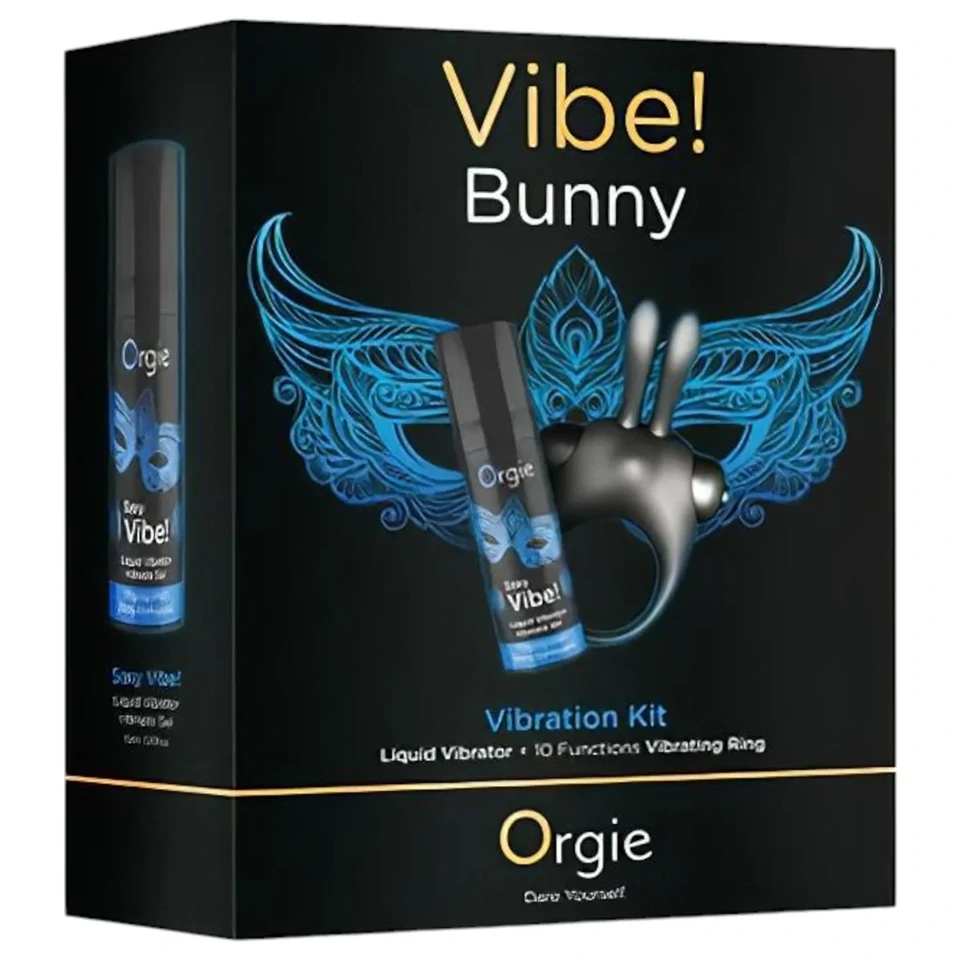 Orgie Bunny - vibrációs péniszgyűrű szett (fekete)