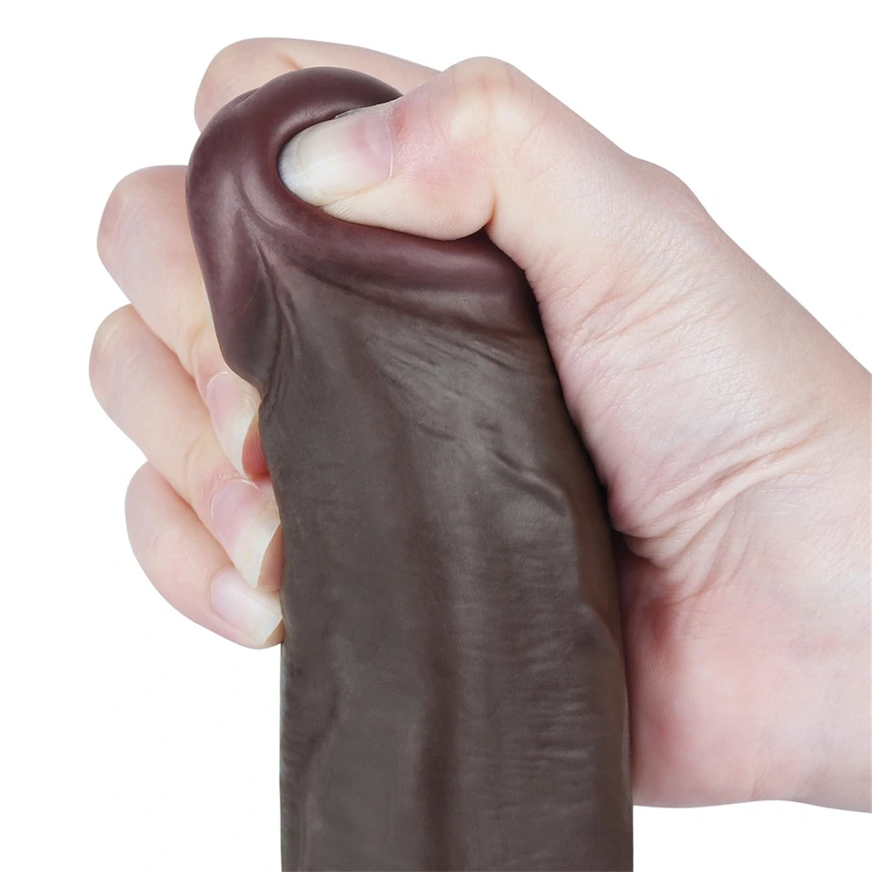 Csúszó bőr dildó – 16 x 4,2 cm, prémium fekete kivitel